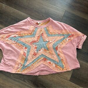 Oli & Hali Pink Star Appliqué Crop Jersey